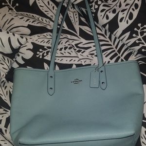 Coach city tote purse light blue